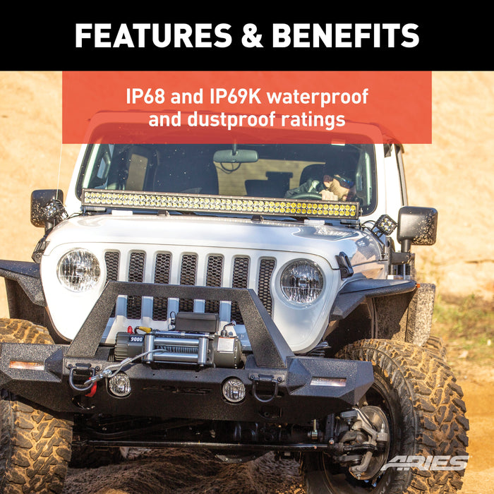 ARIES 1501306 Jeep Wrangler JL, Gladiator Windshield Light Bar and Brackets for Select Jeep Wrangler