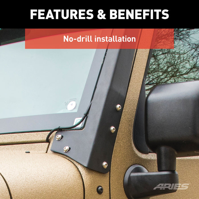 ARIES 15911 Jeep JK Roof Light Mounting Brackets for Select Jeep Wrangler