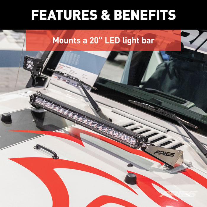 ARIES 15912 Jeep JK Hood Light Mounting Brackets for Select Jeep Wrangler