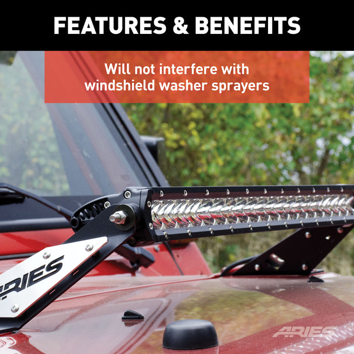 ARIES 15913 Jeep TJ Hood Light Mounting Brackets for Select Jeep Wrangler