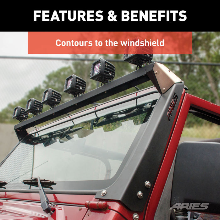 ARIES 15916 Jeep TJ Roof Light Mounting Brackets & Crossbar for Select Jeep Wrangler