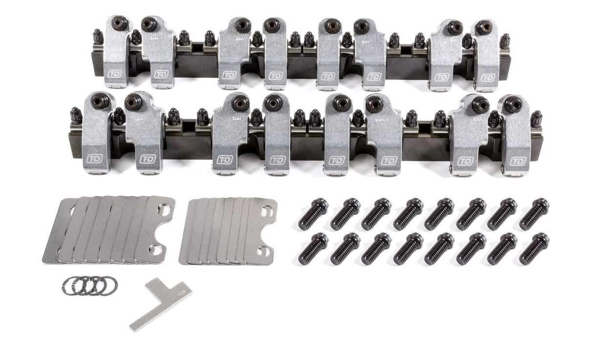 T AND D MACHINE 2053-165/160 SBC Shaft Rocker Arm Kit w/Bowtie 18 Deg. Heads