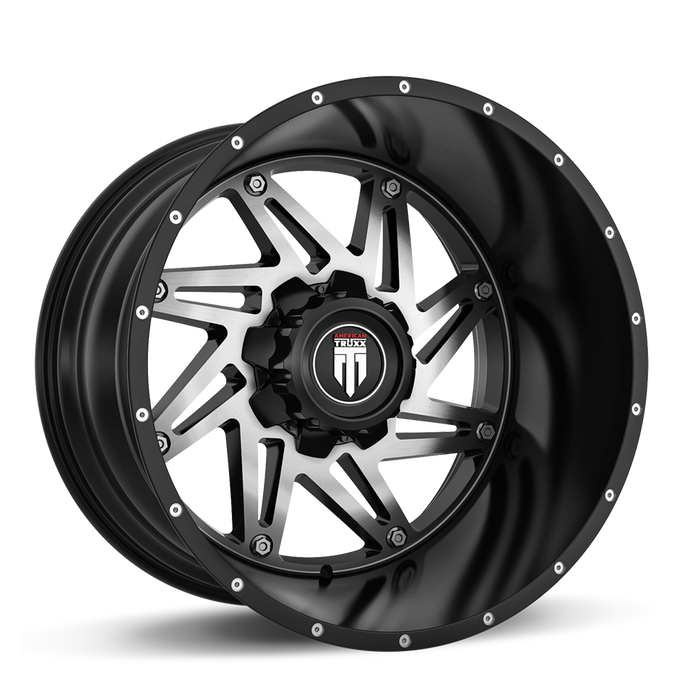 AMERICAN TRUXX AT165-22437BM-76 AT165 WARRIOR BLACK/MACHINED 22X14 6-135 -76mm 106.1mm - Truck Part Superstore