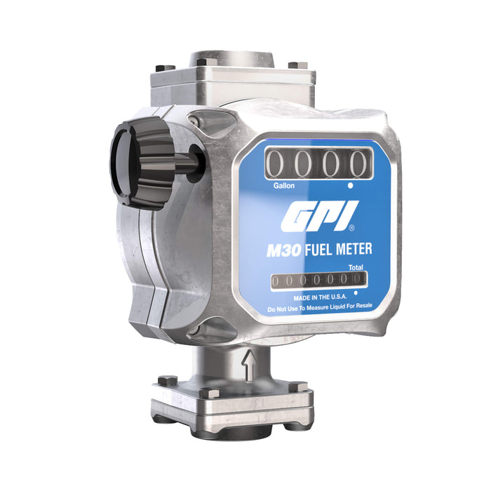 View from the right front of the GPI M30 Series Mechanical Fuel Meter BSPP Gallons