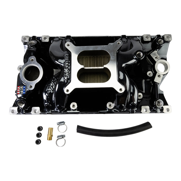 Edelbrock 7516-BP Edelbrock RPM Air-Gap Manifold for Small-Block Chevy Vortec, Black Plasma Finish - Truck Part Superstore