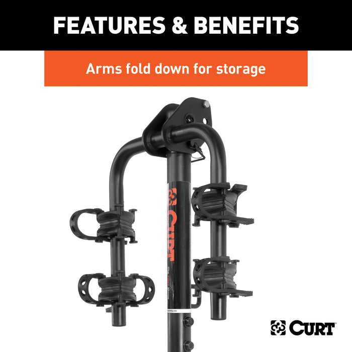 CURT 18021 Hitch-Mounted Bike Rack (2 Bikes, 1-1/4" or 2" Shank) - Truck Part Superstore