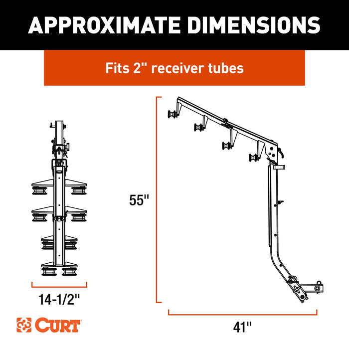 CURT 18412 CURT 18412 ActiveLink Ultra Hitch-Mounted Bike Rack, 2 or 4 Bikes, 2" Shank - Truck Part Superstore