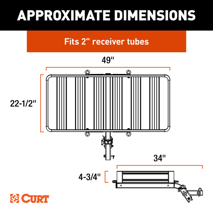 CURT 18415 CURT 18415 ActiveLink 49" x 22" Aluminum Cargo Carrier, Fits 2" Receiver - Truck Part Superstore