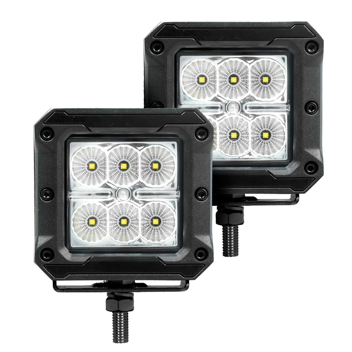 Go Rhino 751803023FCS Bright Series Lights - Pair of 3x3 Cube Flood Light Kit - Truck Part Superstore
