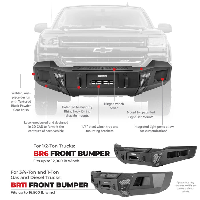 Go Rhino 24398T BR6 Winch-Ready Front Bumper for Ford F-150 - Truck Part Superstore