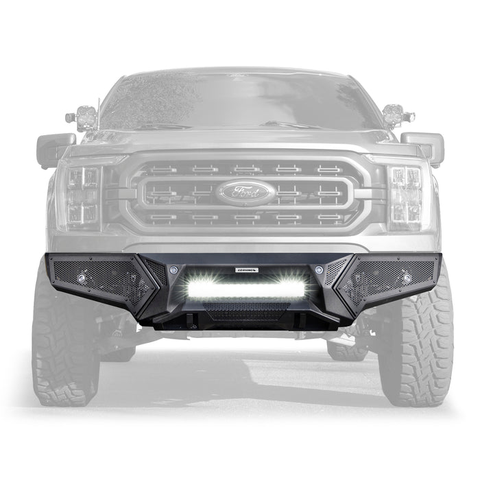 Go Rhino 343981T Low profile steel bumper with powered light mount protects front of vehicle - Truck Part Superstore