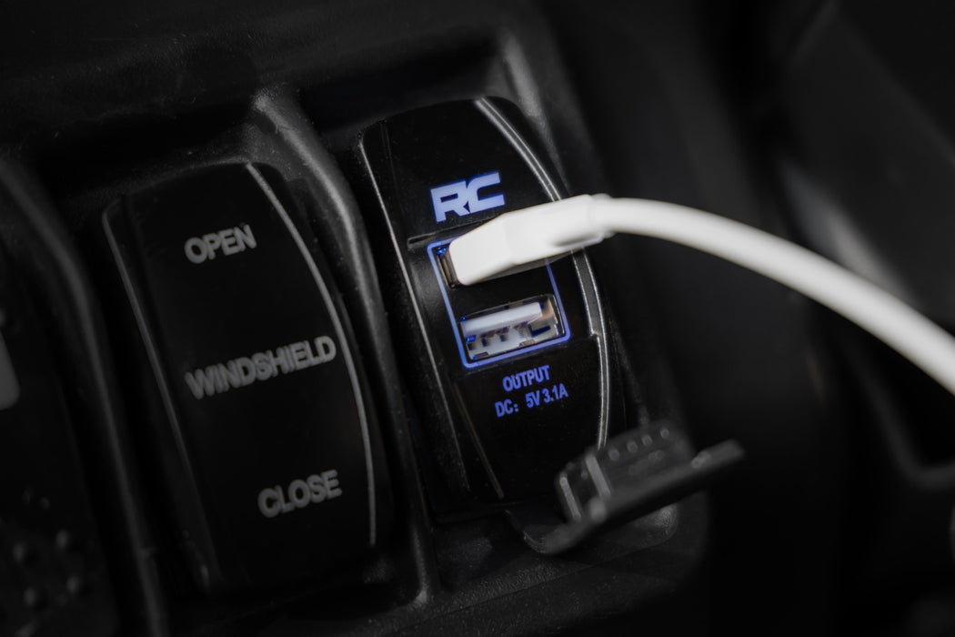 Rough Country 709USB USB Switch Insert - 2x1 with Logo - Blue Back Light - Truck Part Superstore