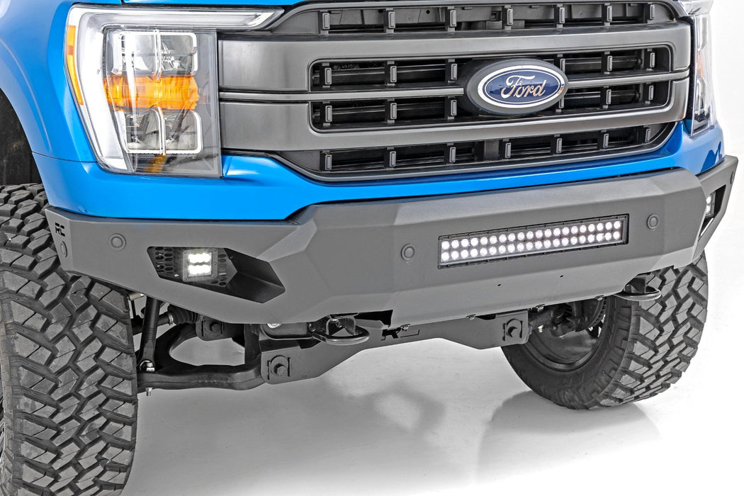 Rough Country 10809A High Clearance Front Bumper - LED Lights & Skid Plate - Ford F-150 (21-23) - Truck Part Superstore