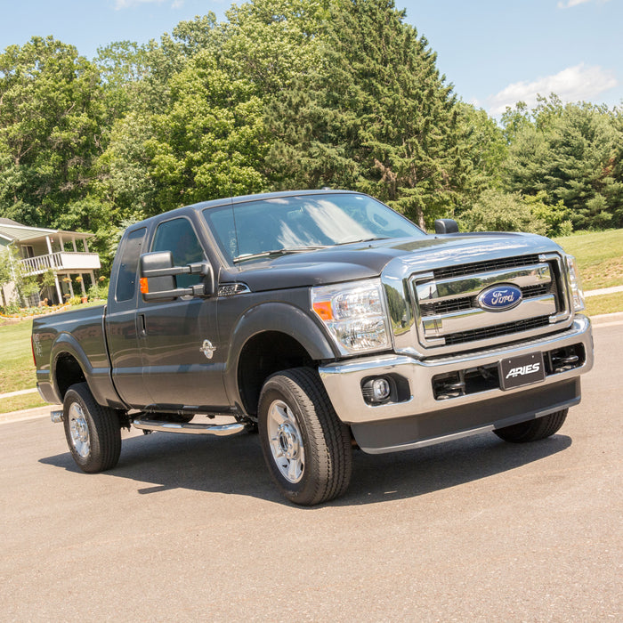ARIES 203025-2 3" Round Polished Stainless Side Bars, Select Ford F-250, F-350 Super Duty for Select Ford F-250