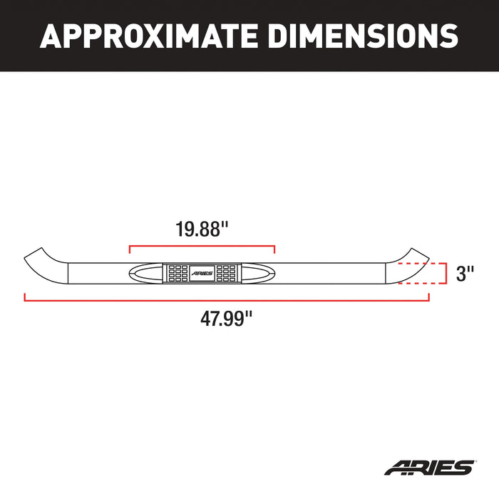 ARIES 203038 3" Round Black Steel Side Bars, Select Ford Bronco for Select Ford Bronco