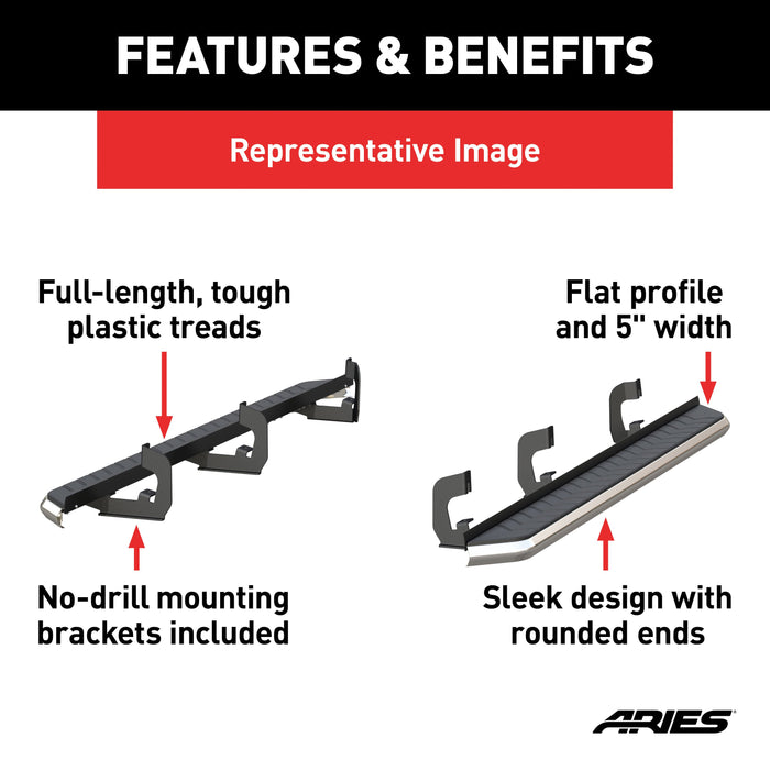 ARIES 2051003 AeroTread 5" x 76" Polished Stainless Running Boards, Select Ford Explorer for Select Ford Explorer