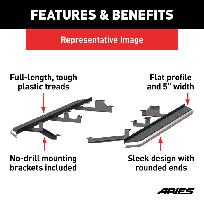 ARIES 2051031 AeroTread 5" x 73" Polished Stainless Running Boards, Select Dodge Durango for Select Dodge Durango