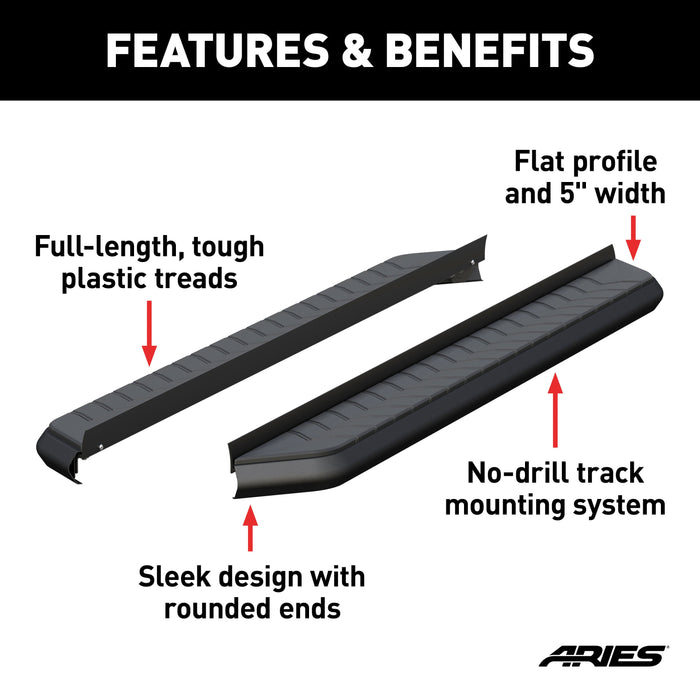 ARIES 2051967 AeroTread 5" x 67" Black Stainless Running Boards (No Brackets) for Select Jeep Grand Cherokee