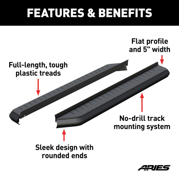 ARIES 2051976 AeroTread 5" x 76" Black Stainless Running Boards (No Brackets) for Select Chevrolet Traverse