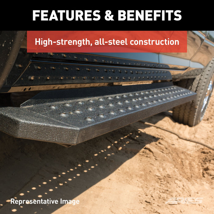 ARIES 2055519 RidgeStep 6-1/2" x 91" Black Steel Running Boards, Select Ford F-Series Crew for Select Ford F-150