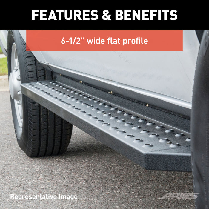 ARIES 2055519 RidgeStep 6-1/2" x 91" Black Steel Running Boards, Select Ford F-Series Crew for Select Ford F-150