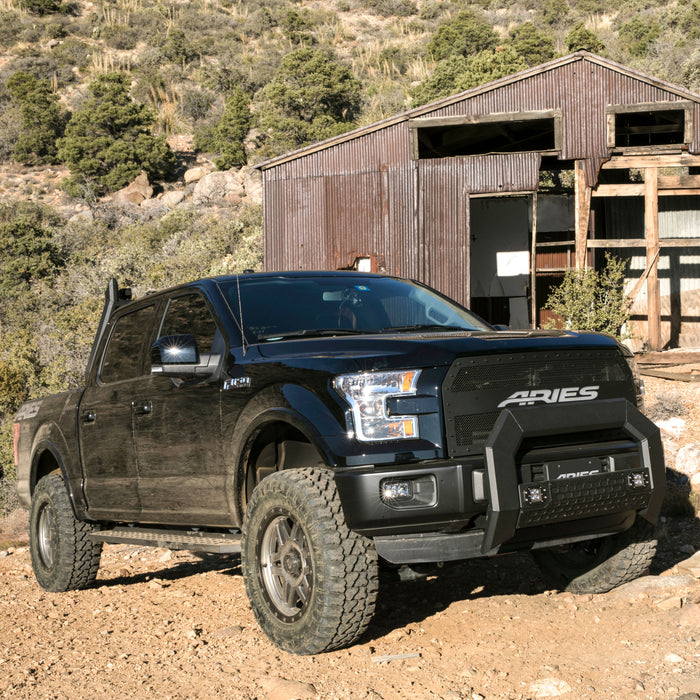 ARIES 2055519 RidgeStep 6-1/2" x 91" Black Steel Running Boards, Select Ford F-Series Crew for Select Ford F-150