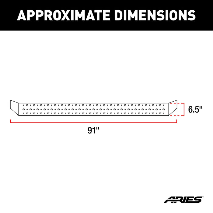 ARIES 2055524 RidgeStep 6-1/2" x 91" Steel Running Boards, Select Ford F-250, F-350, F-450 for Select Ford F-250