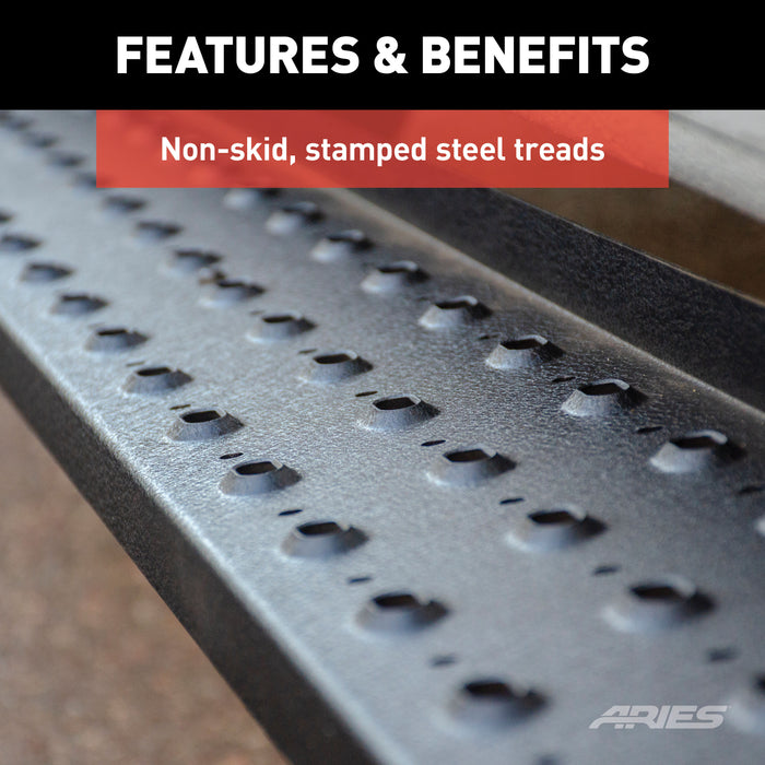 ARIES 2055538 RidgeStep 6-1/2" x 85" Black Steel Running Boards, Select Honda Ridgeline for Select Honda Ridgeline