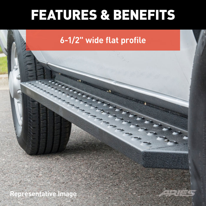 ARIES 2055558 RidgeStep Black Steel 6-1/2 x 75-Inch Truck Running Boards, Select Toyota Tacoma for Select Toyota Tacoma