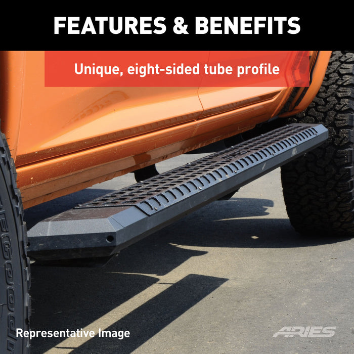 ARIES 2055975 AdvantEDGE 5-1/2" x 75" Black Aluminum Side Bars (No Brackets) for Select Ford F-250