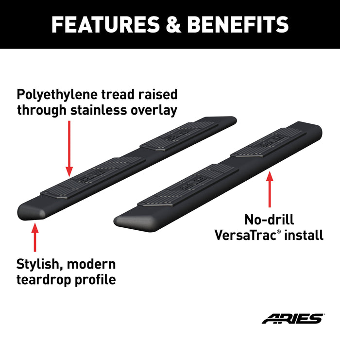 ARIES 2057975 AscentStep 5-1/2" x 75" Black Steel Running Boards (No Brackets) for Select Ford F-250