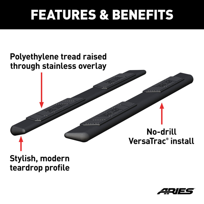 ARIES 2057985 AscentStep 5-1/2" x 85" Black Steel Running Boards (No Brackets) for Select Nissan TITAN