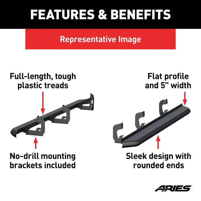 ARIES 2061020 AeroTread 5" x 76" Black Stainless Running Boards, Select Traverse, Acadia for Select Chevrolet Traverse