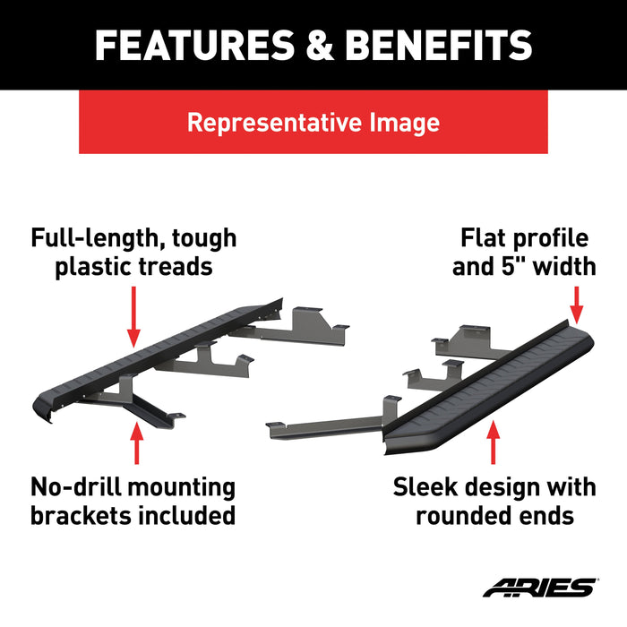 ARIES 2061035 AeroTread 5" x 73" Black Stainless Running Boards, Select Acadia, XT5 for Select Cadillac XT5