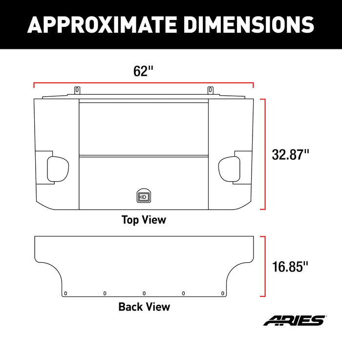 ARIES 2070465 Black Aluminum Security Cargo Lid, Select Jeep JK Unlimited for Select Jeep Wrangler