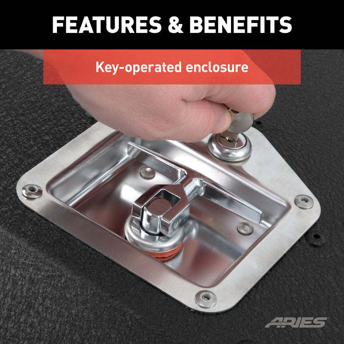 ARIES 2070465 Black Aluminum Security Cargo Lid, Select Jeep JK Unlimited for Select Jeep Wrangler