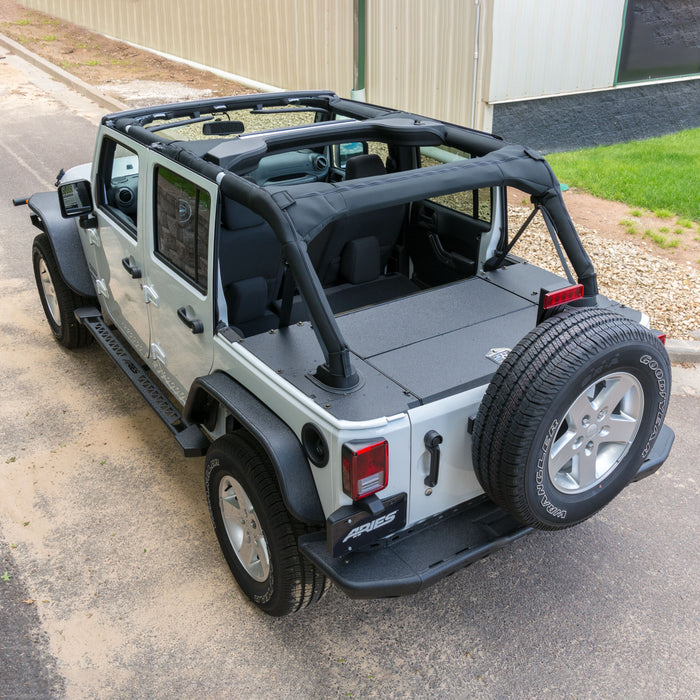 ARIES 2070465 Black Aluminum Security Cargo Lid, Select Jeep JK Unlimited for Select Jeep Wrangler