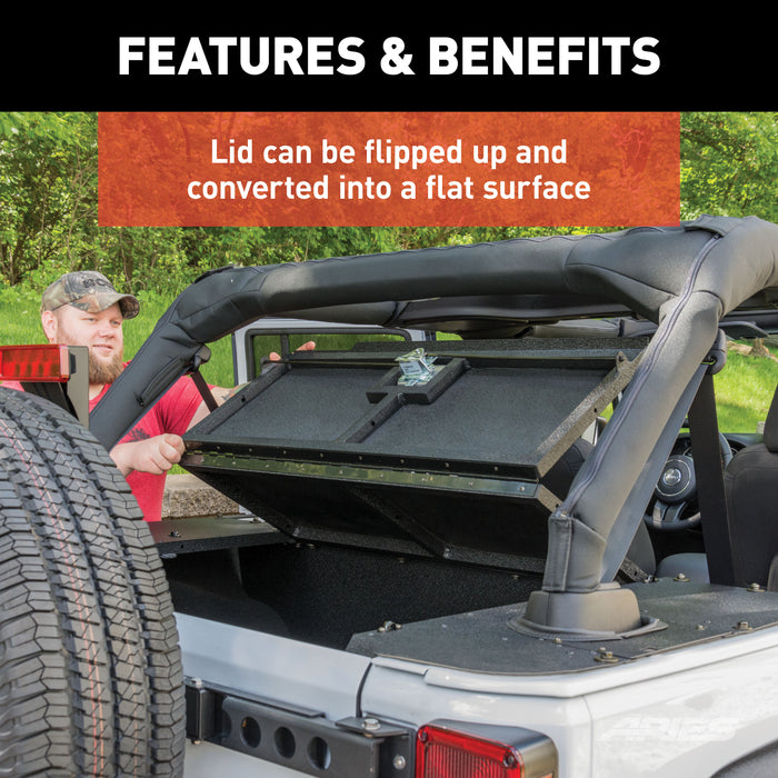 ARIES 2070475 Black Aluminum Security Cargo Lid, Select Jeep JK Unlimited for Select Jeep Wrangler