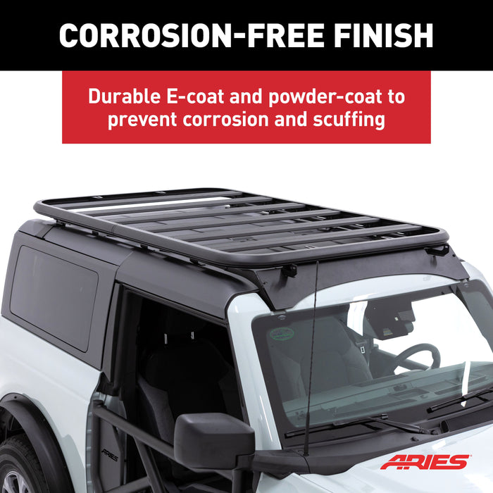 ARIES 2070615 Textured Black Aluminum Platform Roof Rack Cargo Carrier, Fits Select Ford Bronco 2-Door for Select Ford Bronco