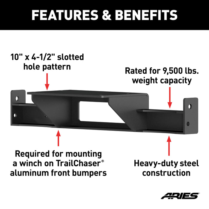 ARIES 2072101 TrailChaser Bumper Jeep JK Winch Reinforcement Bracket for Select Jeep Wrangler