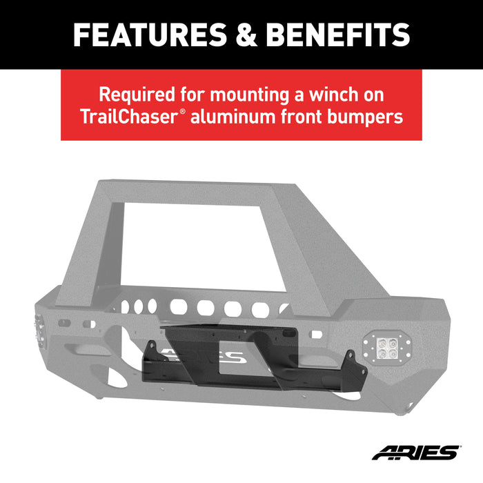 ARIES 2072102 TrailChaser Bumper Jeep JL, Gladiator Winch Reinforcement Bracket for Select Jeep Wrangler