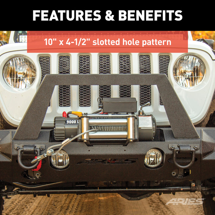 ARIES 2072102 TrailChaser Bumper Jeep JL, Gladiator Winch Reinforcement Bracket for Select Jeep Wrangler