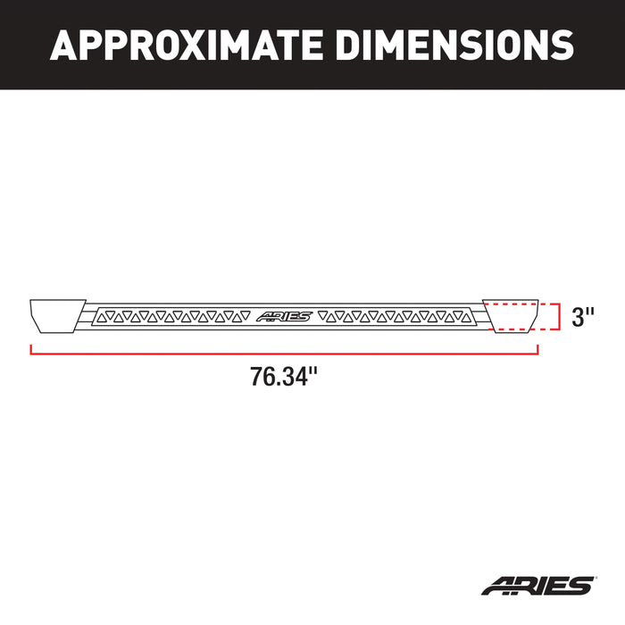 ARIES 2074108 Rocker Step Running Boards, Select Silverado, Sierra 1500, 2500, 3500 Ext. Crew for Select Chevrolet Silverado 2500 HD