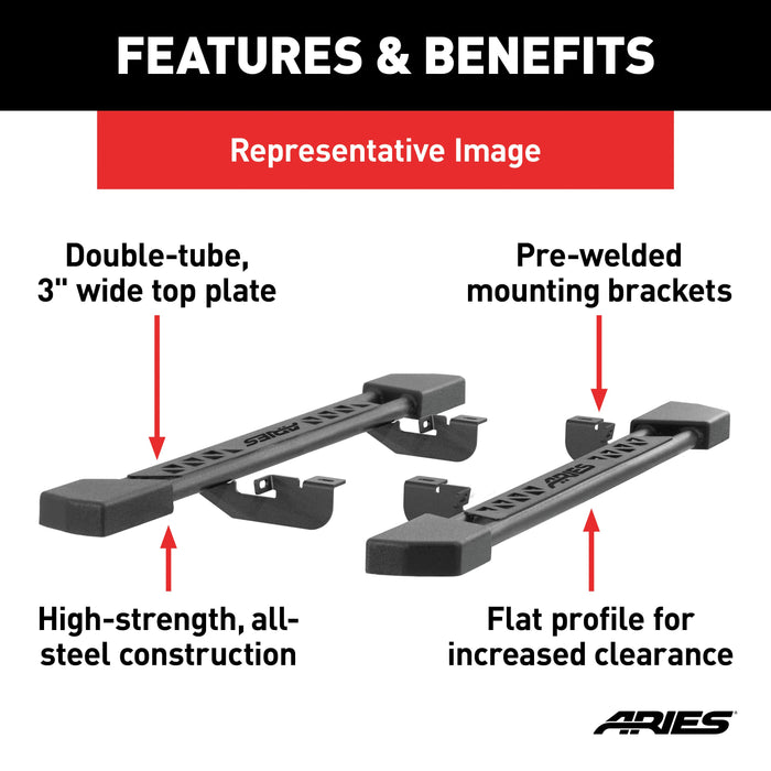 ARIES 2074108 Rocker Step Running Boards, Select Silverado, Sierra 1500, 2500, 3500 Ext. Crew for Select Chevrolet Silverado 2500 HD