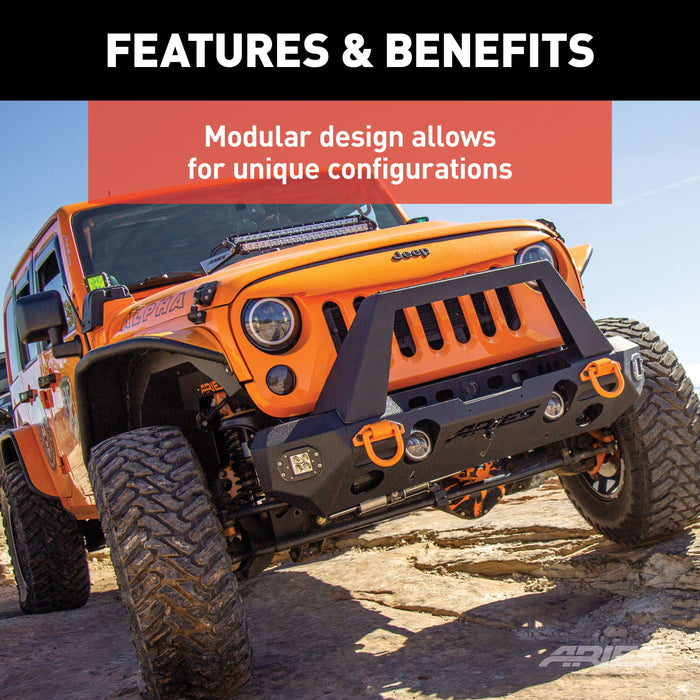 ARIES 2081001 TrailChaser Jeep Wrangler JK Aluminum Front Bumper Center Section for Select Jeep Wrangler