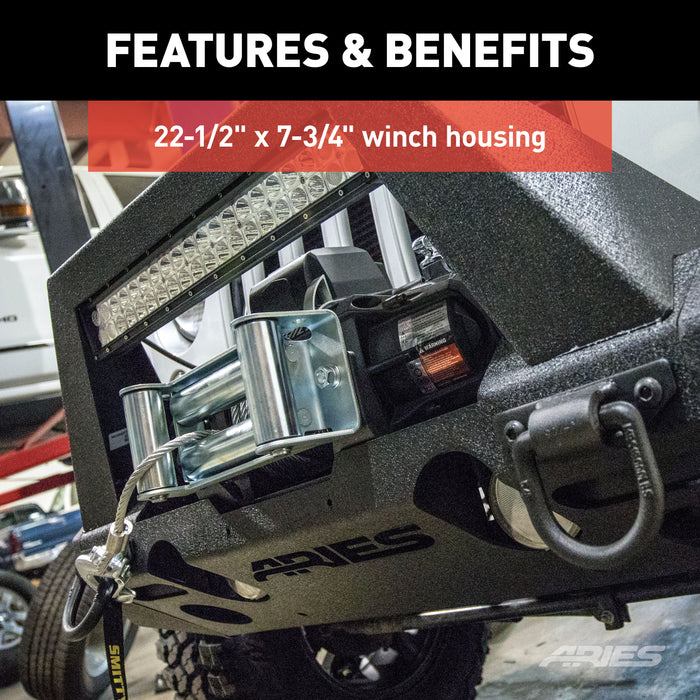 ARIES 2081001 TrailChaser Jeep Wrangler JK Aluminum Front Bumper Center Section for Select Jeep Wrangler