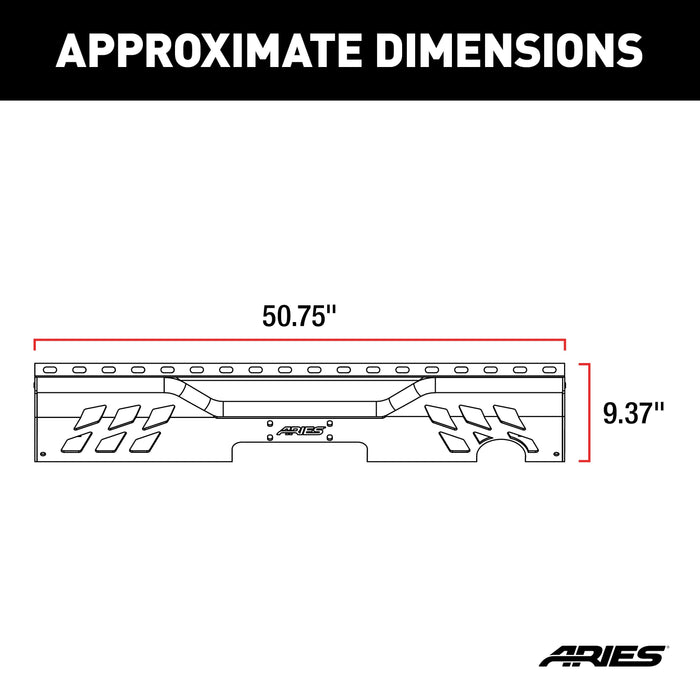ARIES 2081021 TrailChaser Jeep Wrangler JK Aluminum Rear Bumper Center Section for Select Jeep Wrangler