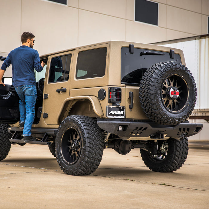 ARIES 2081021 TrailChaser Jeep Wrangler JK Aluminum Rear Bumper Center Section for Select Jeep Wrangler