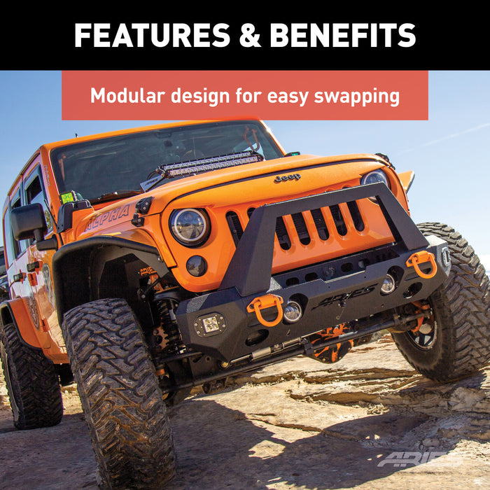 ARIES 2081205 TrailChaser Jeep Wrangler, Gladiator Aluminum Front Bumper Corners with LEDs for Select Jeep Wrangler
