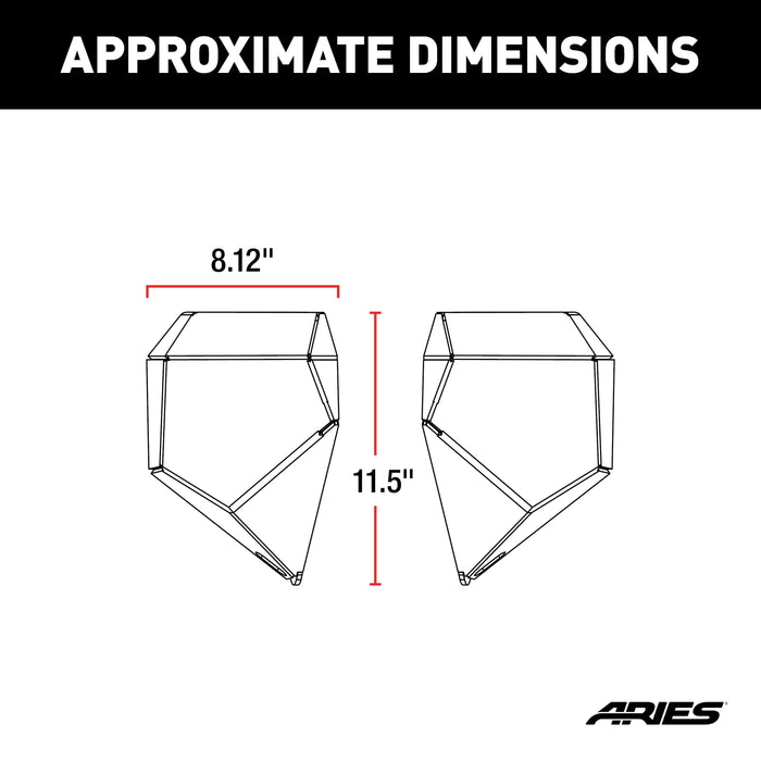 ARIES 2081207 TrailChaser Jeep Wrangler, Gladiator Aluminum Front Bumper Corners for Select Jeep Wrangler